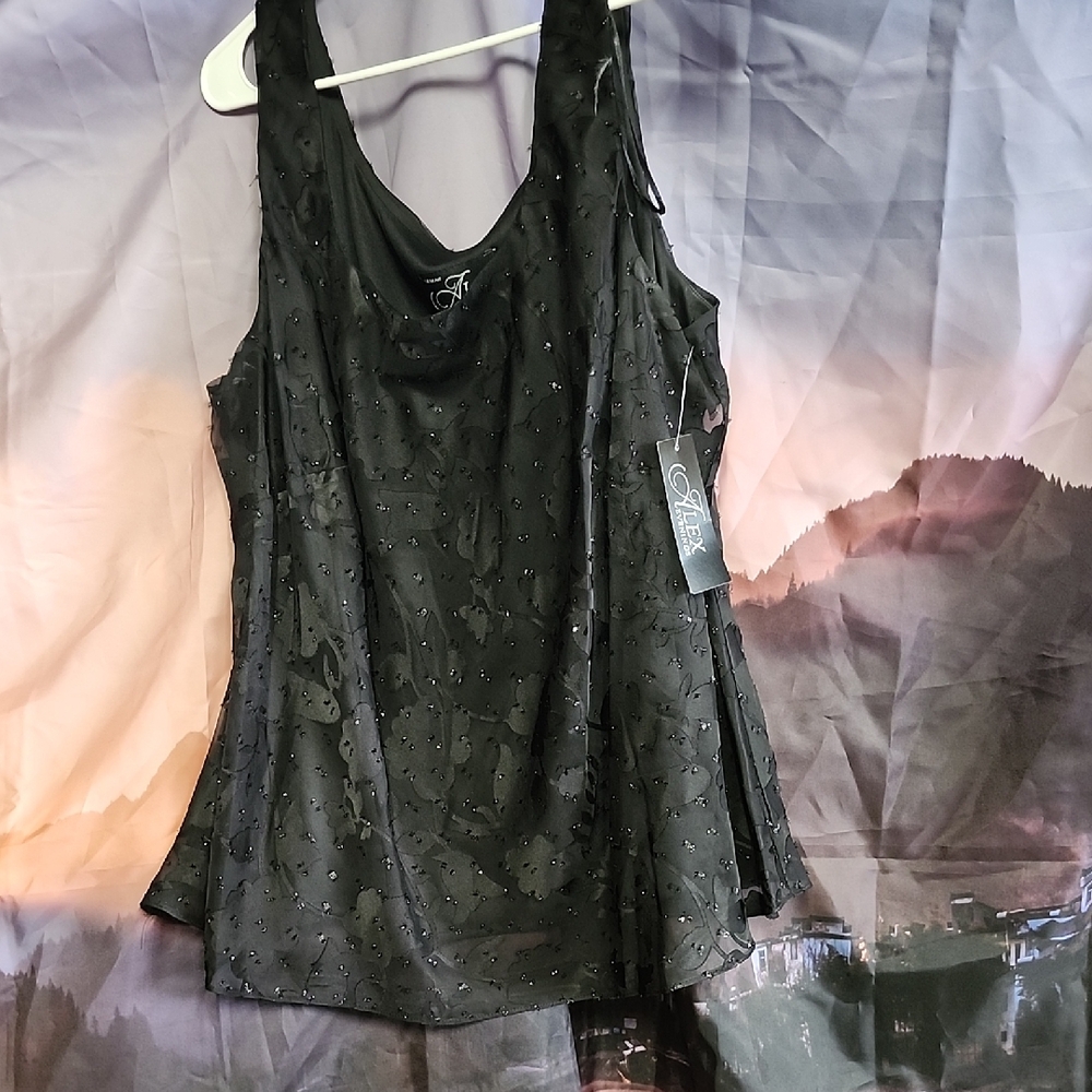 Nwt Alex Evenings Elegant Black Tank Top